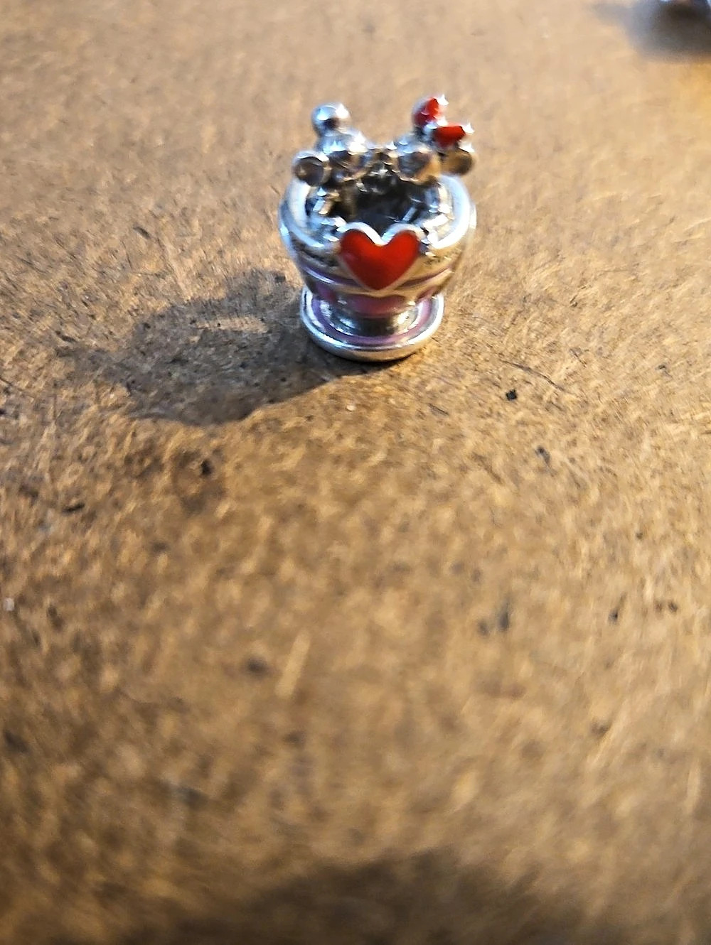 Pandora Disney Mickey and Minnie Teacup Charm Brooch Silver & Red